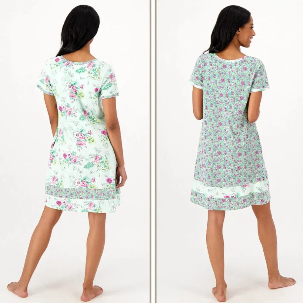 NEW! Carole Hochman Meadow Floral 100% Cotton 2-Pack Sleepshirts Large (Orange) - Picture 15 of 15